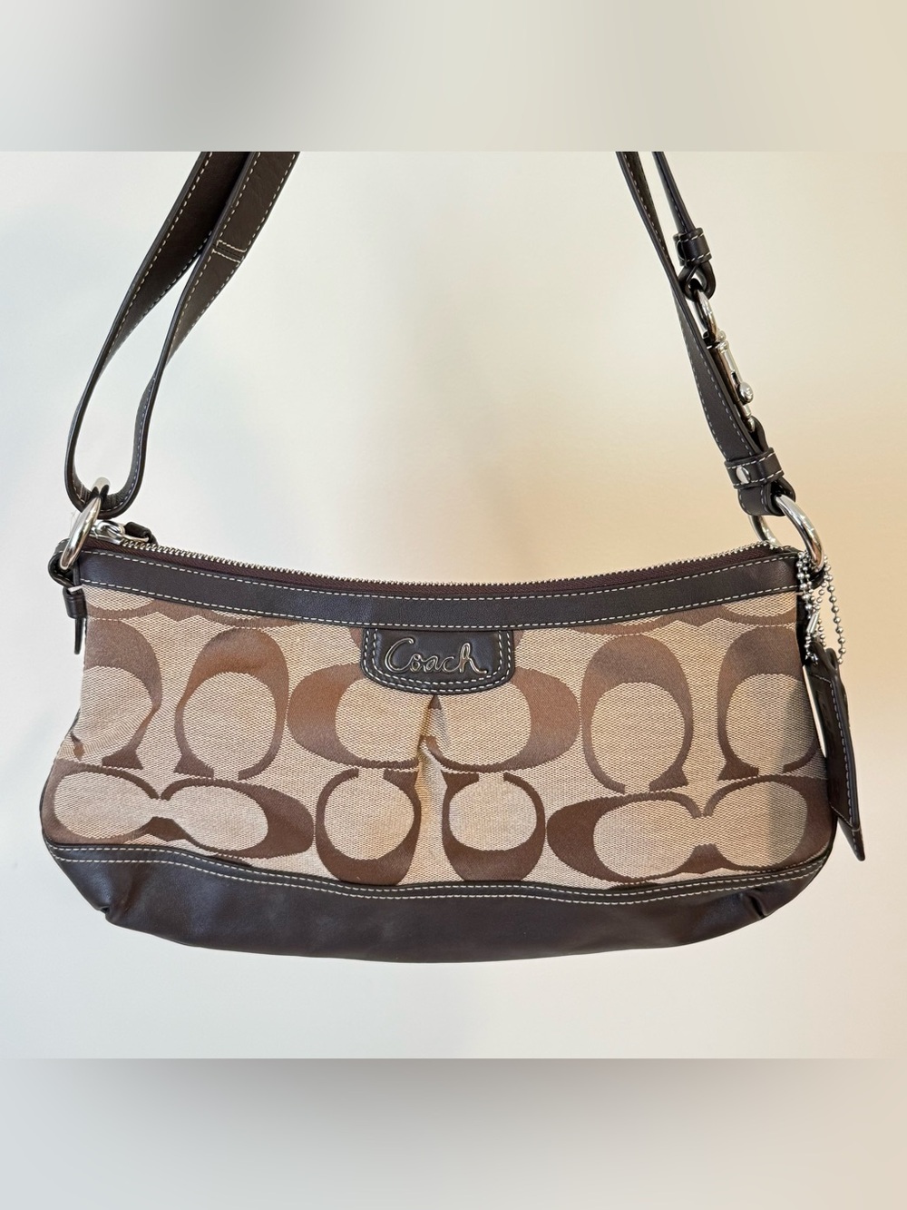 Vintage Coach Park Canvas Leather Brown Tan Hobo Soho Shoulder Purse Y2K F19731 - Picture 11 of 15